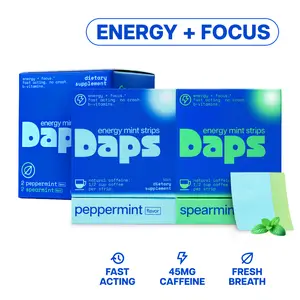 Daps Energy Mint Strips - Fast-Acting Energy + Focus, Sugar Free, Natural Caffeine, Vitamin B12, B7, & B6