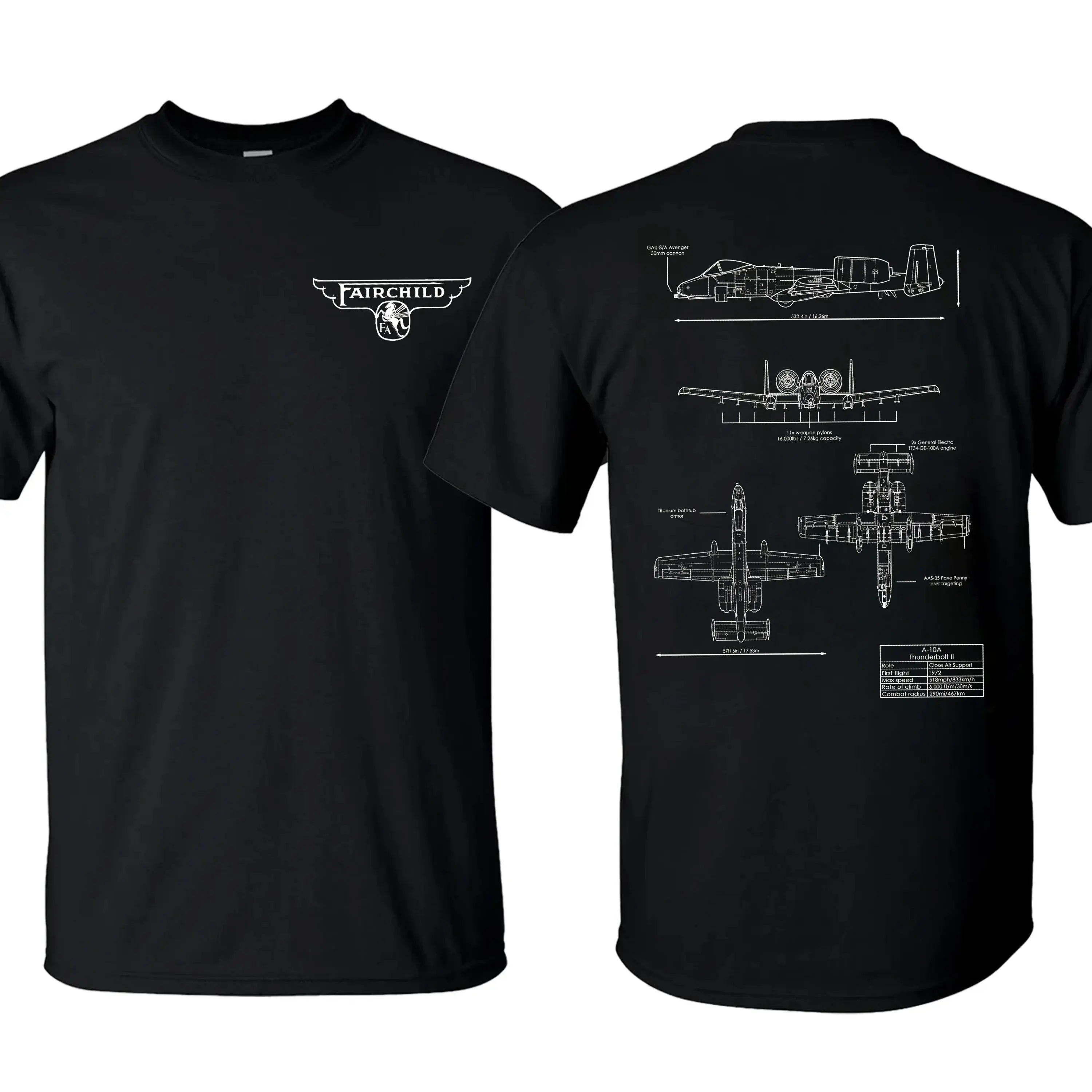 DOMINIAN A10 Warbog Blueprint T-Shirt/Hoodie Vintage Fairchild Graphic Tee Military Enthusiast Streetwear Clothing Gift for Men Breathable Printing