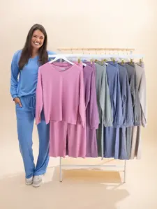 Zenana Soft Hacci Long Sleeve Tee & Pants Set