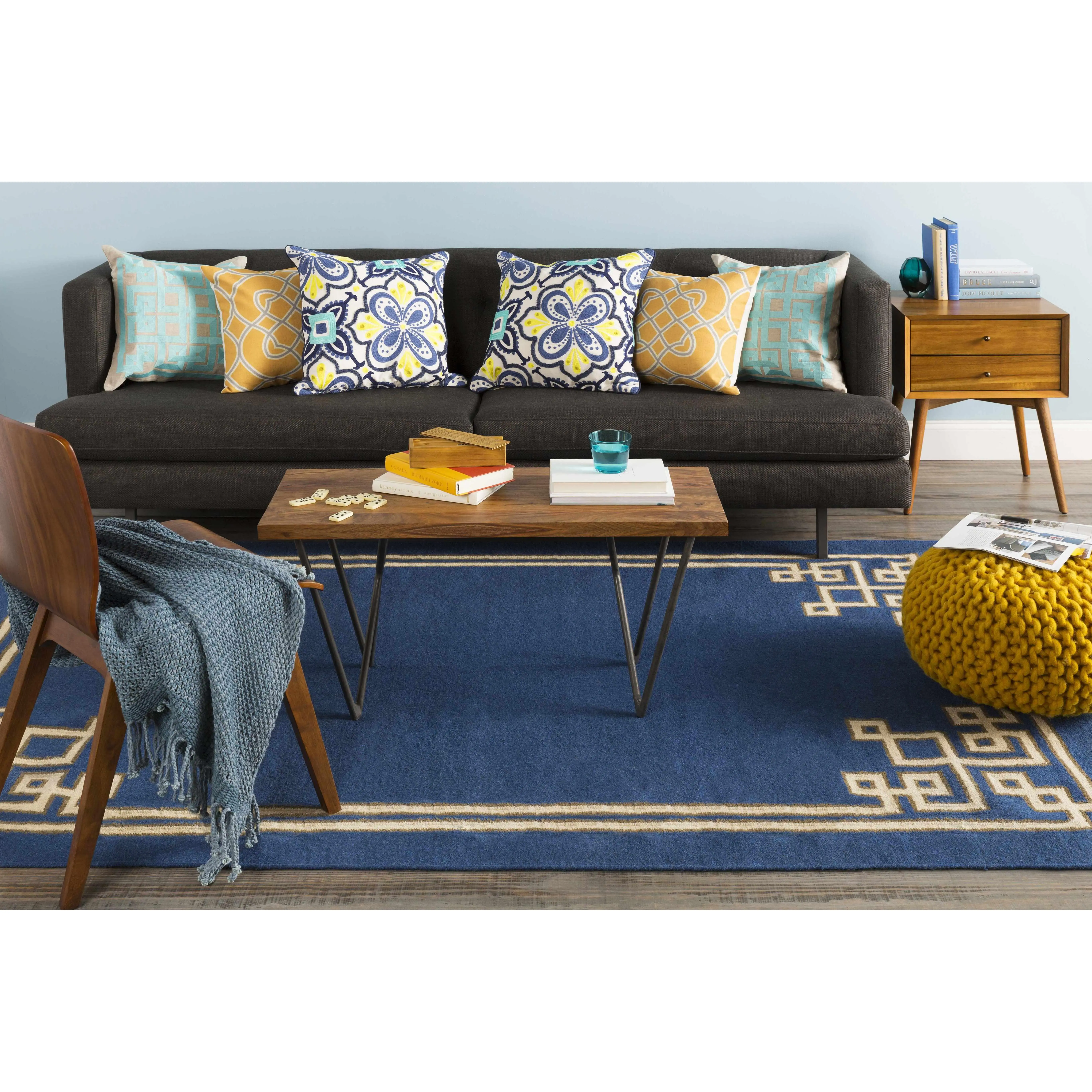 Plenty Aqua Geometric Pattern Decorative Cushion - Accent Pillow, Clearance, Decorative Cushions