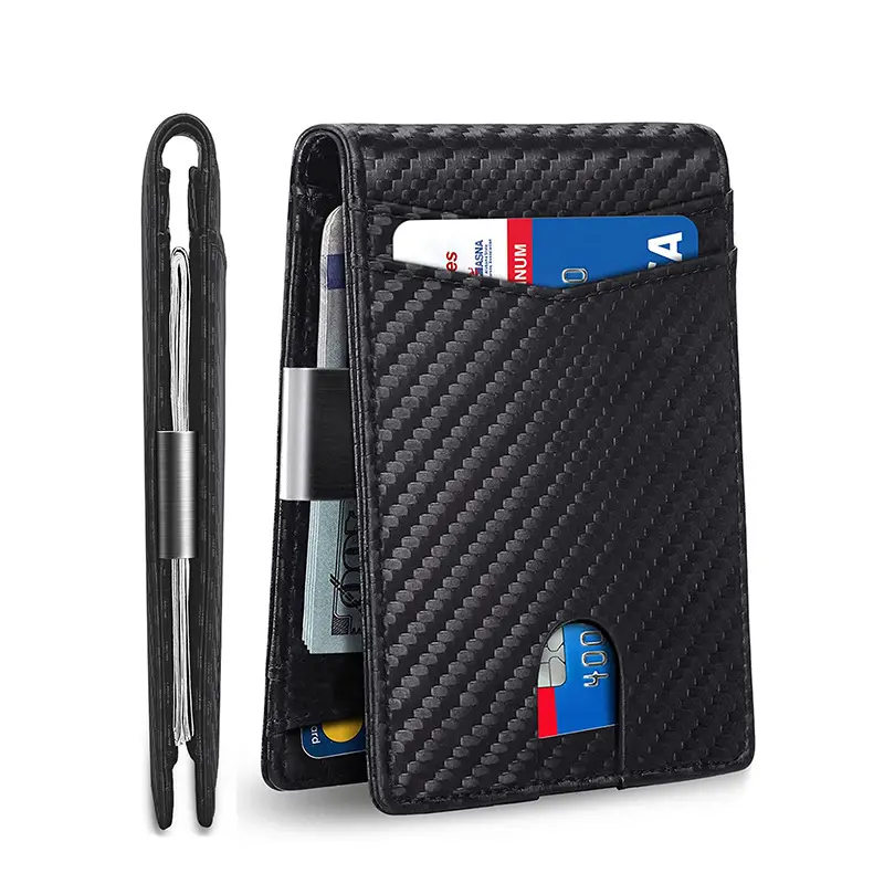 Men's wallet card holder free shiping RFID blocking carbon fiber purses minimalist style designer handbags slim multi-card slot holder short silm wallets for men