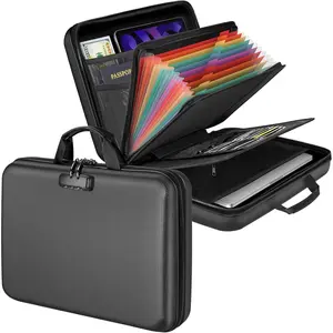 Fireproof Document Organizer Bag, 5200 ℉   File Organizer Safe Box, Hard Shell Document Bag with 13 Pocket Accordion File Folder