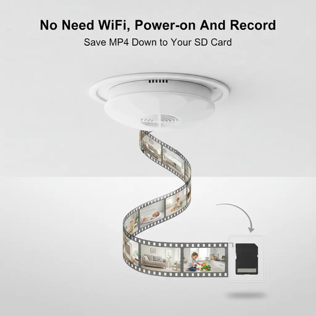 Ouvis WiFi Remote Real-Time Viewing, Built-in High-Capacity Battery, 1080P HD Motion Detection Security Camera, Night Vision, Supports 2.4GHz WiFi Only, Ceiling/Wall Mount with Top-Down View