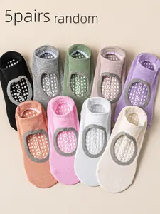 5 Pairs Women's Yoga Socks with Silicone Non-Slip Grip, Ballet, Pilates, Dance Socks, Comfortable and Durable Footwear for Active Lifestyle