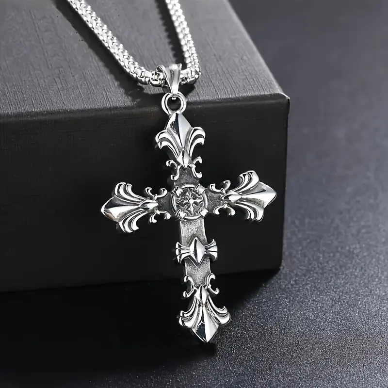 Antique Silver Cross Pendant Necklace - Elegant Unisex Jewelry for Women, Men's Accessories, Suitable for Casual & Special Occasions