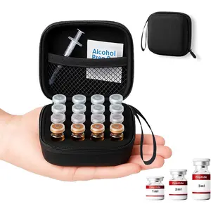 16 Slot Peptide Vial Storage Case, Hard Shell Fridge Organizer Holds 1-3ml Vials, Portable Travel Carrier with Hand Strap for GLP-1 Peptides Insulin Vials
