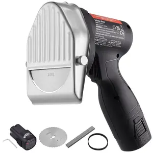【Father's Day】VEVOR Electric Shawarma Knife, TikTokShopBlackFriday, 80W Cordless Battery Professional Turkish Knife, Commercial Stainless Steel Gyro Cutter, Doner Kebab Meat Slicer with 2 Blades, Φ4"/100mm, 0-8mm Adjustable Thickness