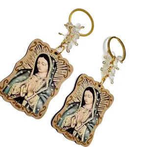 12pcs Virgen de Guadalupe Keychain Baptism Favors Cartoon Characters High-Quality Compact Size for Keyschain