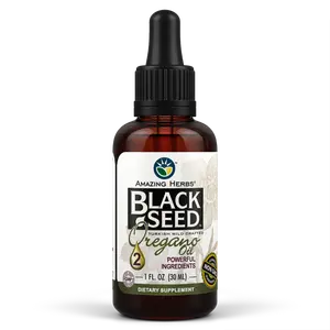 Amazing Herbs Black Seed with Oregano Oil 1oz - Premium Turkish Wild Crafted Blend for Immune Support Cardiovascular Health & Gastrointestinal Wellness