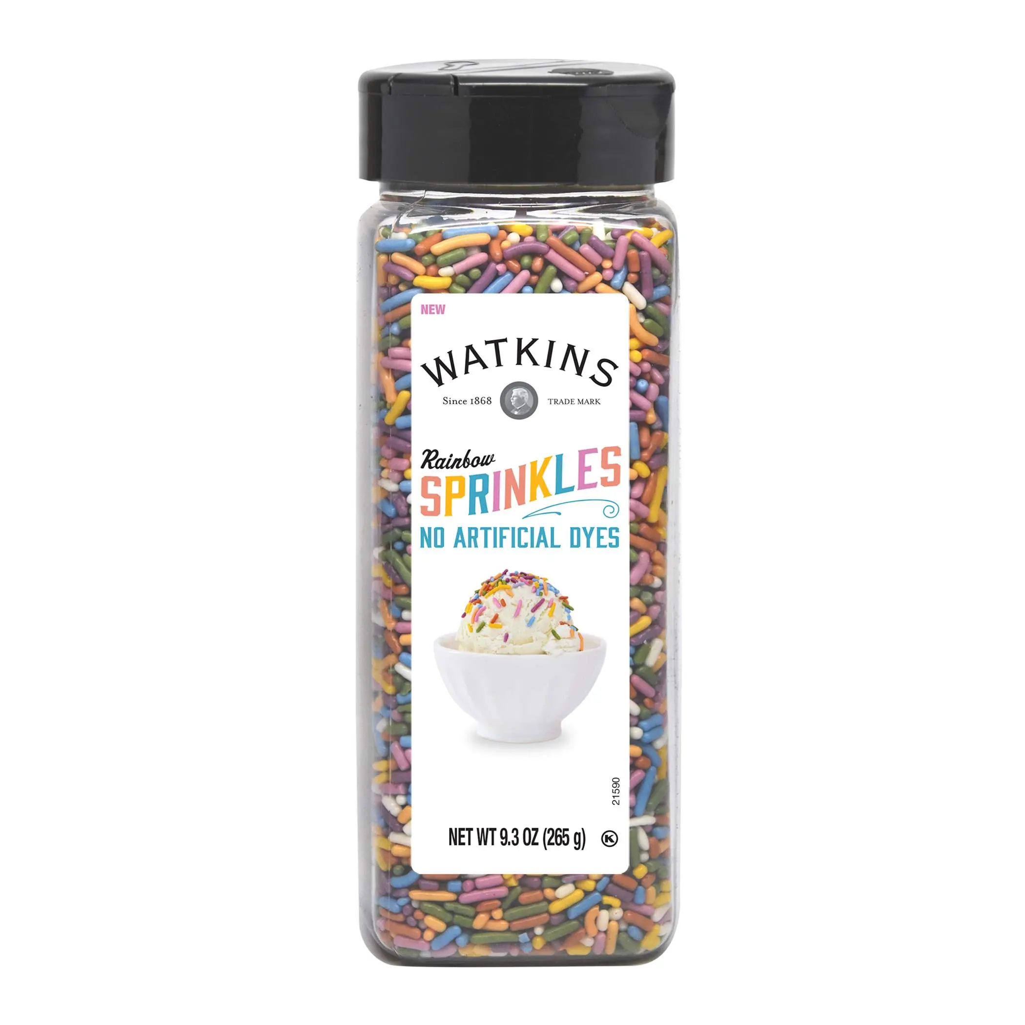 Watkins Rainbow Decorating Sprinkles, No Artificial Dyes, Dye Free Printed Sprinkles Perfect for Ice Cream and More, 24.7oz