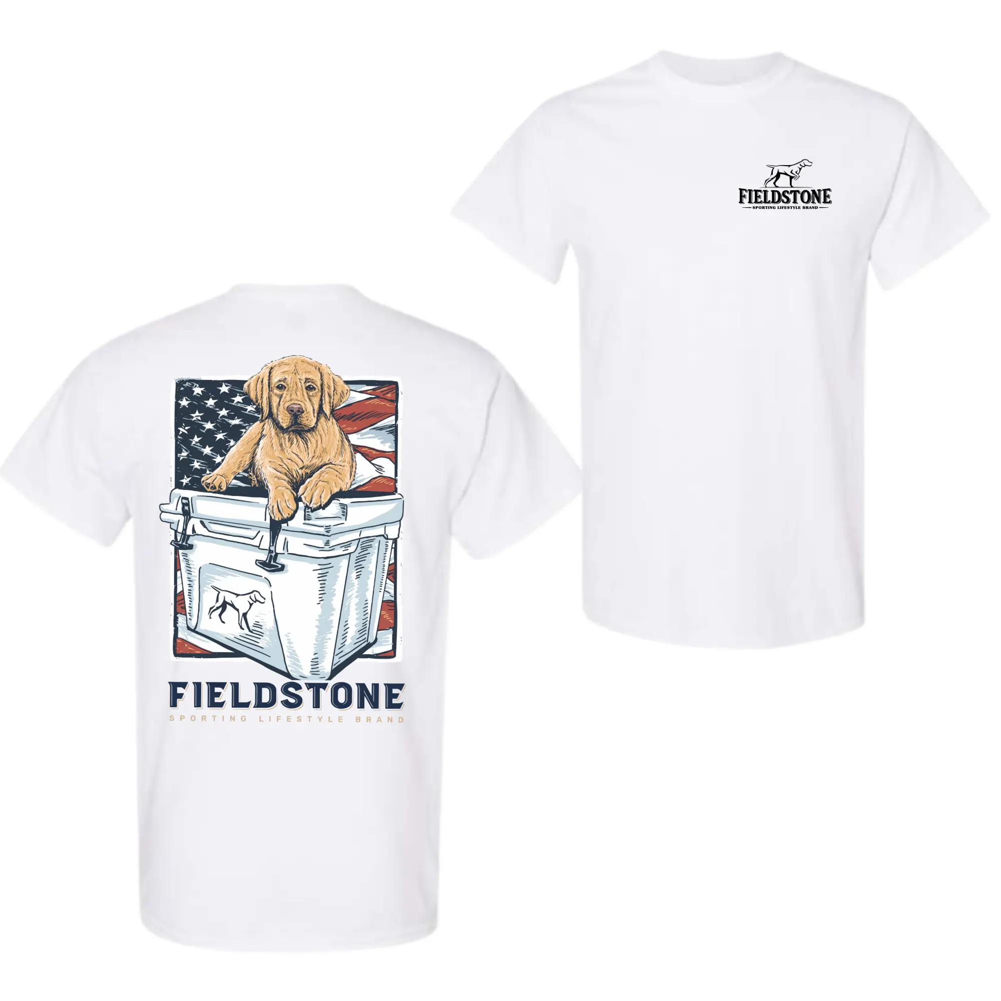 Hunting Dog Graphic T-Shirt, Labrador Retriever Outdoor Tee for Men Women, American Flag Sporting Shirt, Camping Fishing Weekend Outfit, Vintage Hunting Casual Streetwear, Men’s T-Shirts, Good Graphic Tees Tshirt