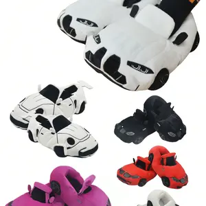 Racing Car Plush Slippers for Men & Women – Ultra Soft Fuzzy Slides with Non-Slip Sole, Cute Animal Slippers for Indoor/Outdoor, Funny Gifts for Gamers, Drivers, Adults – Machine Washable