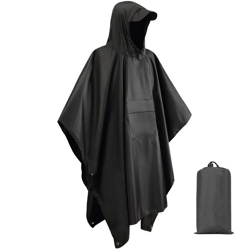 Large Hooded Raincoat, Portable Waterproof Poncho, Multifunctional Outdoor Camping Rainproof Tent Mat, Christmas Gift, Rainy Day, Rainy Season