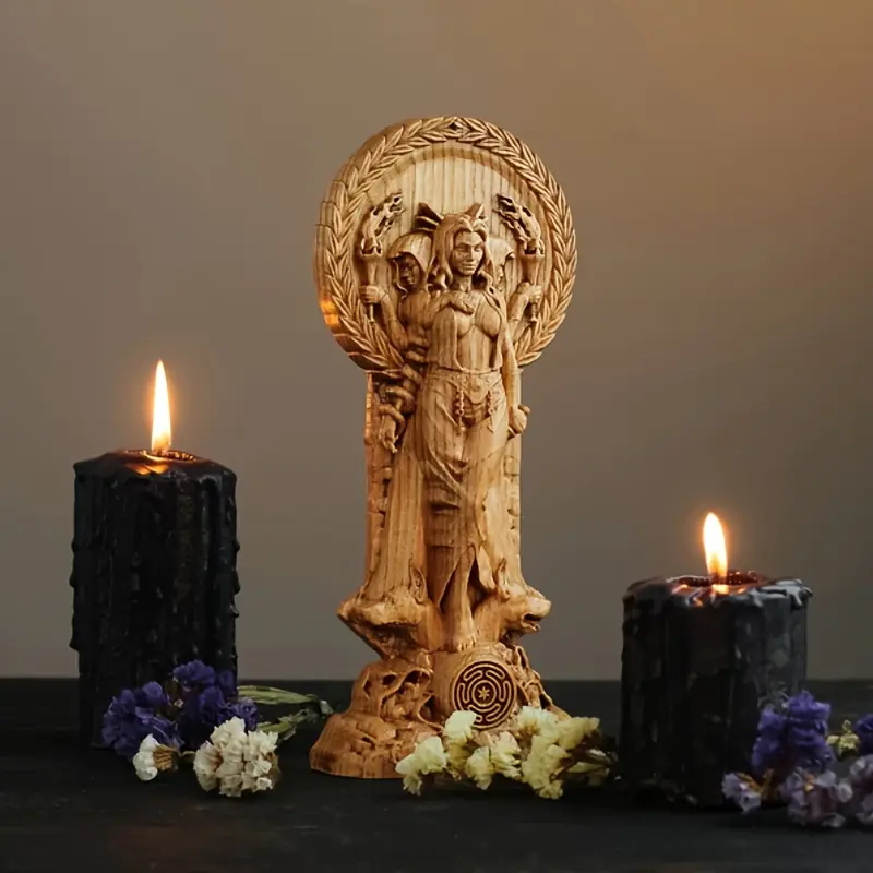 Handmade Resin Pagan Hecate Statue - Cordless Figurine, Home Decor for Indoor and Outdoor Home Supplies Use