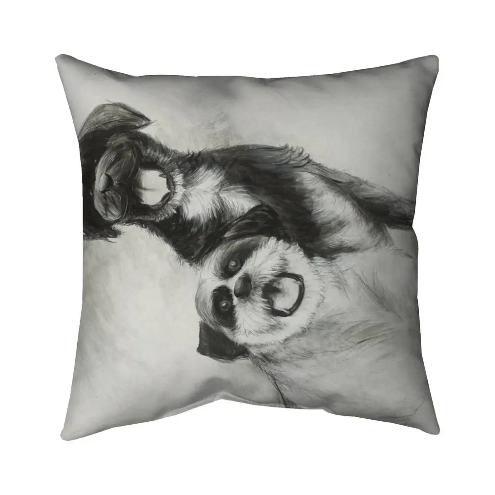 212 MAIN Model 5541-1616-AN186 16x16 in Decorative Throw Pillow - Happy Dogs Sketch White Illustrative Pets Design, Soft Textile Soft Furnishing for Living Room, Nursery, Cute Standard Pillows