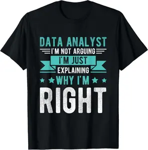 DATA ANALYST: Not Arguing, Just Explaining Why Right Job Summer Casual Shortsleeve Cotton T-Shirt