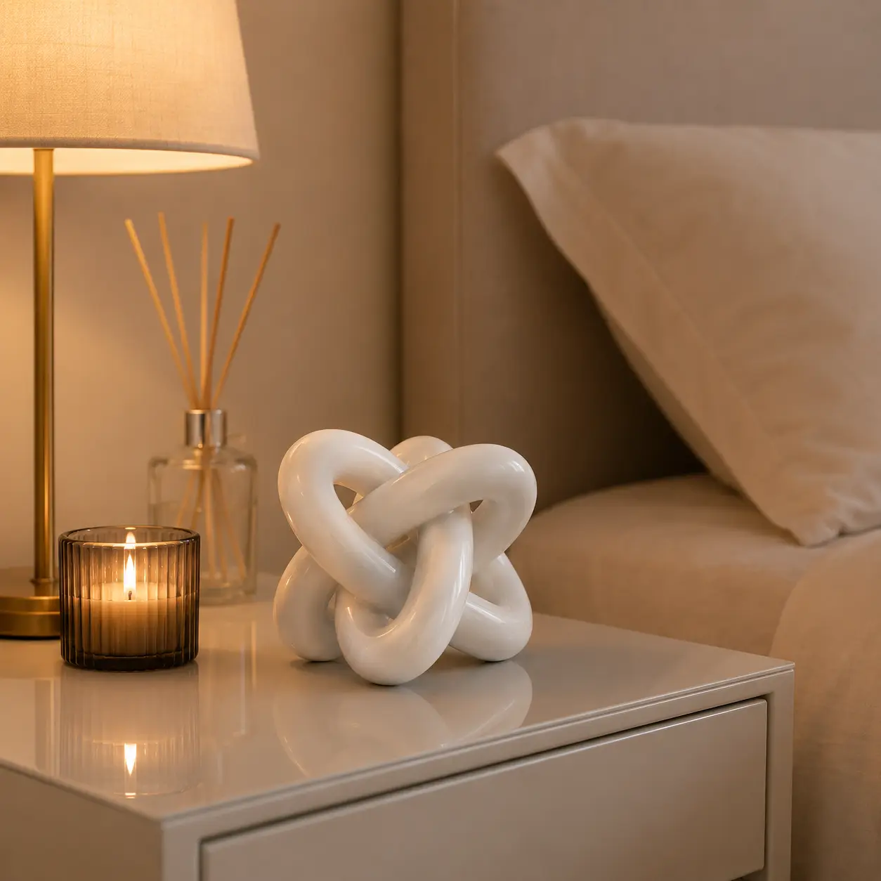 Modern Knot Sculpture Decoration - Luxury Resin Modern Art Style Statue, Minimalist Home Accent, Tabletop Ornament for Coffee Table, Office Desk, Elegant Home Gift Idea, Gold-Tone Statues, Modern Art Style Statues