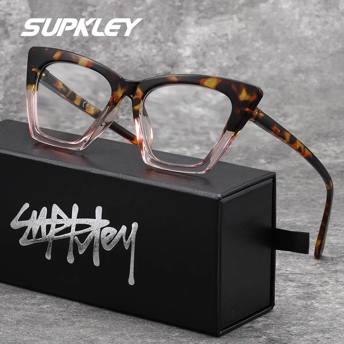 Supklry Original Design Cat Eye Reading Glasses, PC Lens, Double Color, Lightweight, Computer Glasses, Original Package Included, High Quality Eyewear