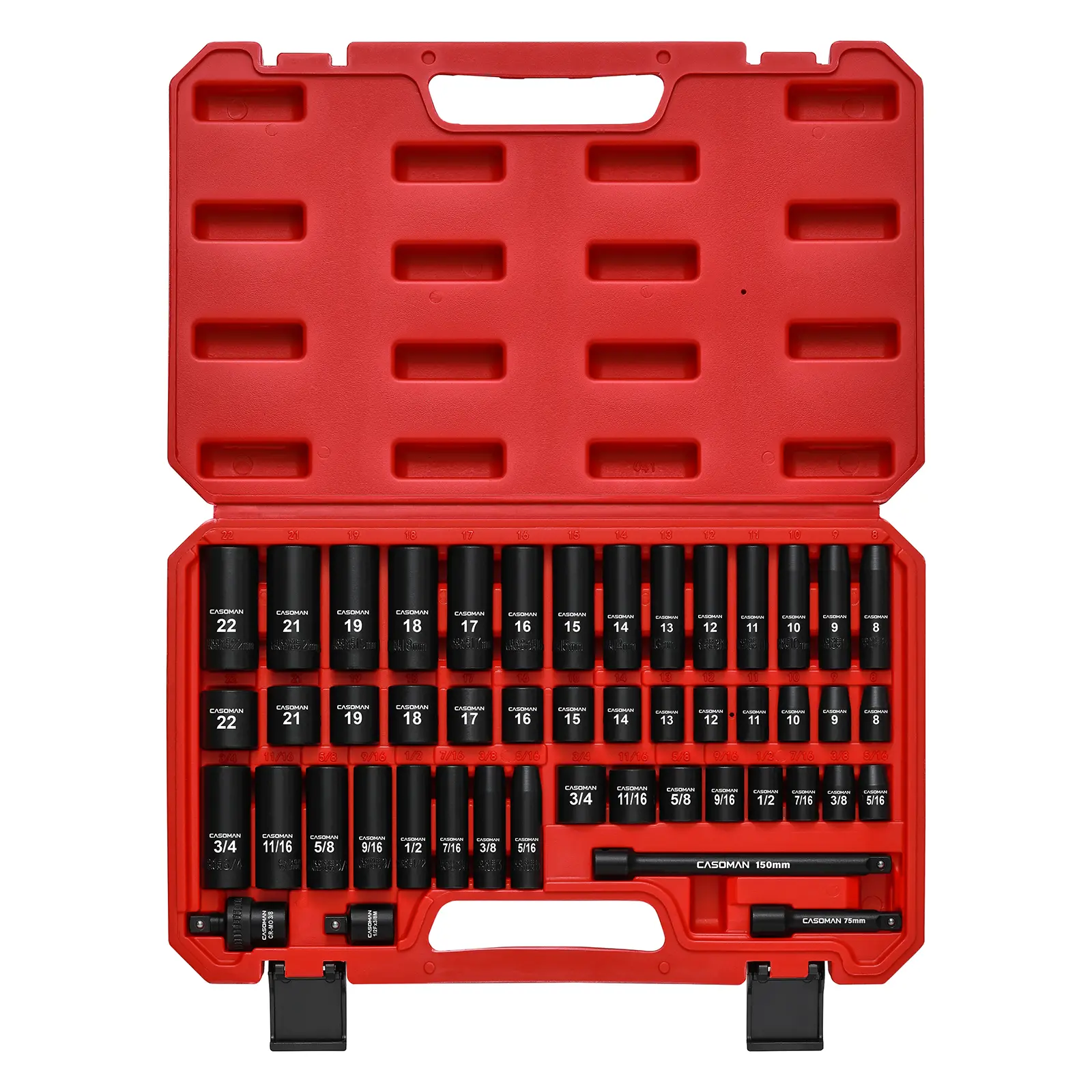 49-Piece 3/8" Drive Impact Socket Set - SAE/Metric 6-Point CR-V Socket Combination Tool, 5/16"-3/4" SAE, 8-22MM Metric, Includes Extension Bar, Adapter, Universal Joint Hex Wrenches, Mechanic Tools for Father's Day Gift #dealforyourdays