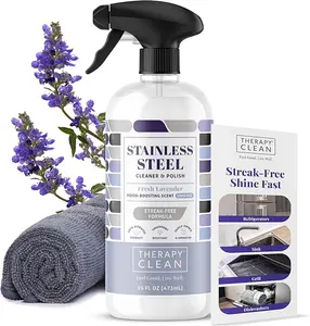 Therapy Clean Stainless Steel Cleaning Kit - Includes 16 oz. Cleaner & Microfiber Cloth to Remove Stains & Fingerprints