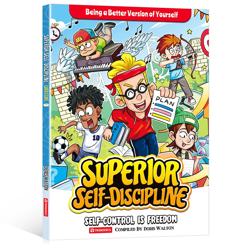 【TIKBOOKS】Self-Discipline in Comics: Beat Procrastination,  Master Emotions & Time — Unlock Your Child's Self-Motivated Future