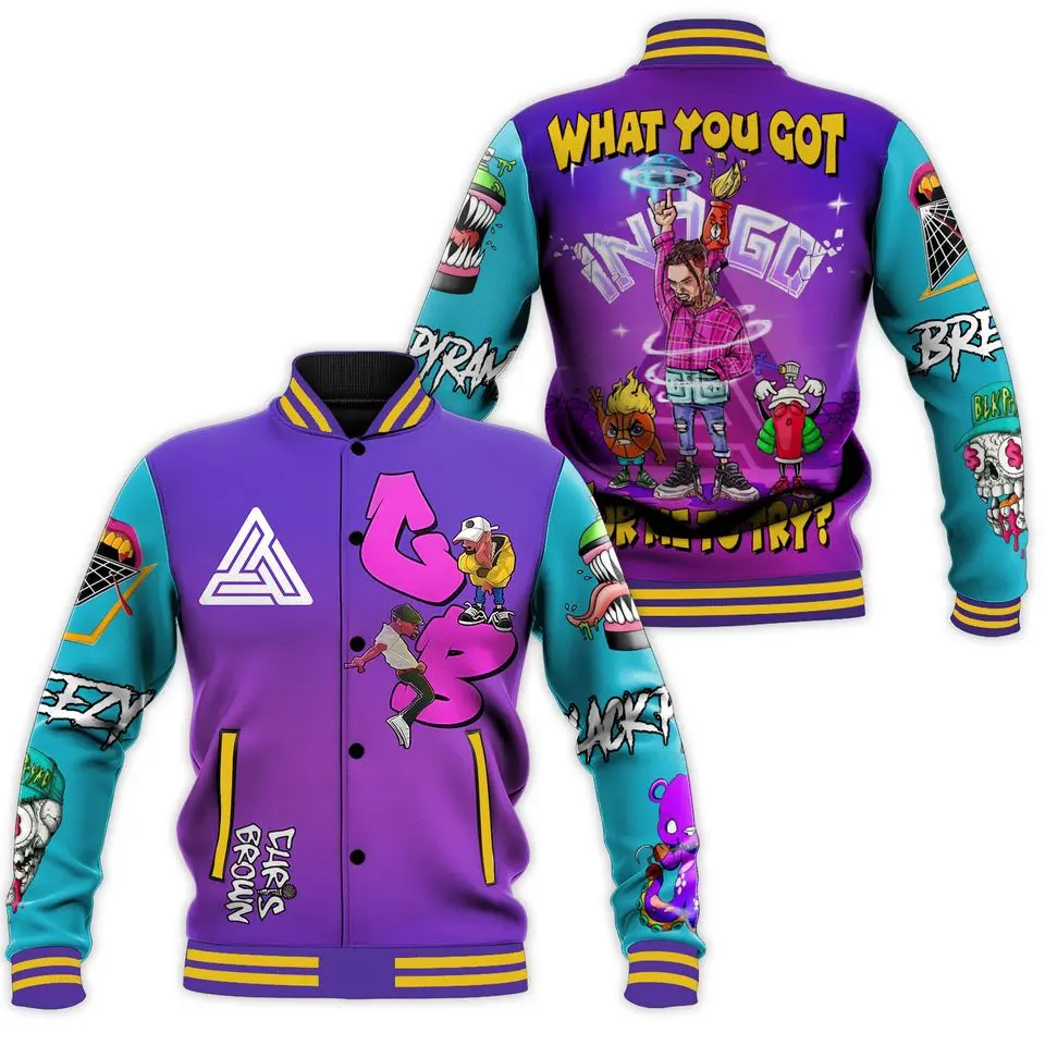 Breezy Neon Baseball Jacket, Baseball Varsity Jacket, Sporty Streetwear Look, Everyday Casual Jacket