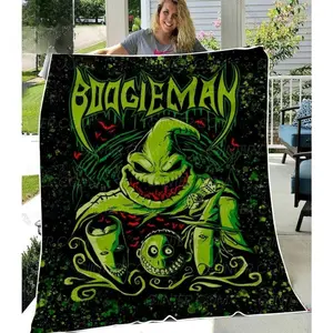 Halloween Oogie Boogie Fleece Blanket, Boogieman Blanket, Horror Movie Blanket, Nightmare Before Christmas Blanket, Skellington Blanket