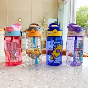 Cute Cartoon Leak-Proof Sippy Cup with Straw, Unisex Portable Travel Drinking Cup, Essential Home Water Bottle, Leakproof Straw Cup