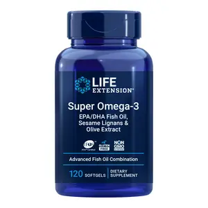 Life Extension Super Omega-3 EPA/DHA Fish Oil, Sesame Lignans & Olive Extract 120 Softgels