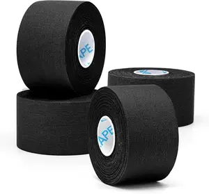 4 Rolls Black Athletic Tape, Sports Tape, Very Strong Easy Tear Wrist Ankle Tape, No Sticky Residue | Athletes, Medical, Athletic Trainers- 1.5inch x 15yards