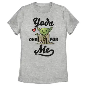 Women's Star Wars Valentine's Day Yoda One for Me Cartoon T-Shirt