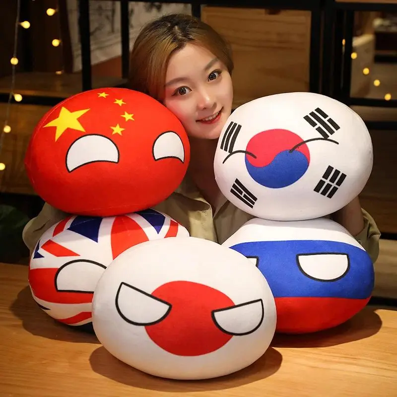 Polandball Country Ball Plush Pendant Collectibles - Multi-Size 10/30/50cm Unisex Novelty Toy Doll for Collectors, Featuring USSR, USA, France, Russia, UK, Japan, Germany, Italy, East Germany Designs