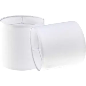 Set of 2 White Tall Linen Drum Lamp Shades Modern Medium 10" Top x 10" Bottom x 10" High (Spider) Lampshade Replacement for Table & Beside Lamp
