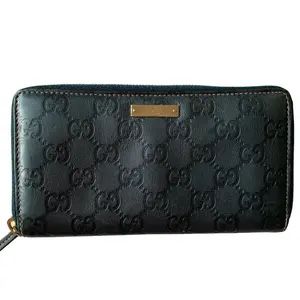 Pre-owned GUCCI Wallet Small Leather Goods guccissima blue leather zipper around authentic with COA