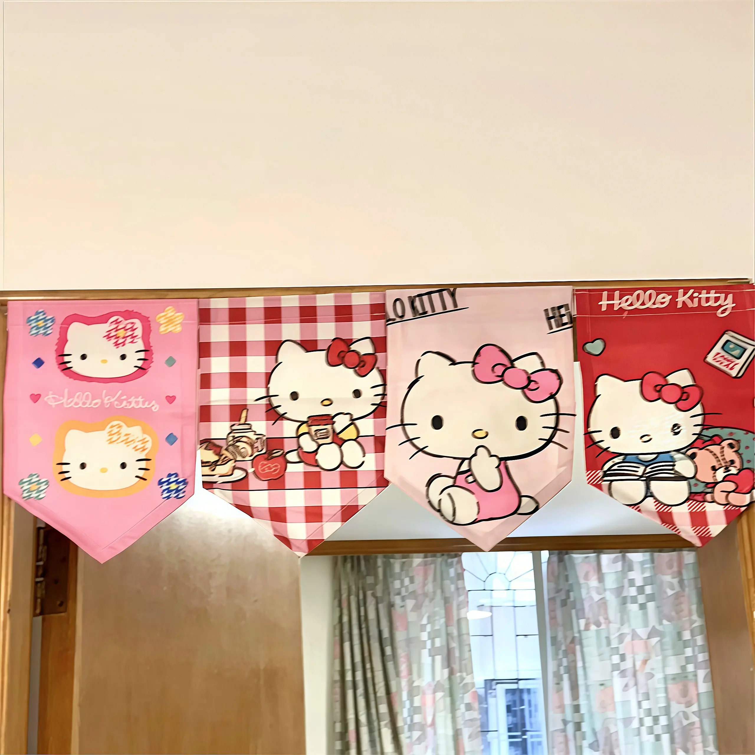 Sanrio Hello Kitty Bedroom Curtain, Cute Character Printed Window Drapes, Home Decor Blackout Curtain for Girls Bedroom Living Room