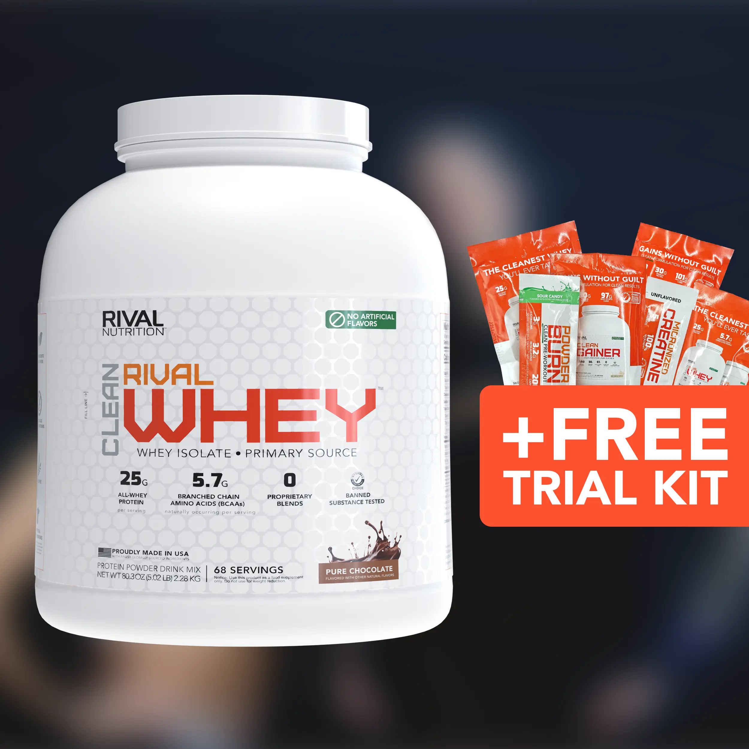 Rival Nutrition Clean Rival Whey Protein Powder | All Natural, No Artificial Flavor, Gluten Free | 25G of Protein Per Serving | 100% Whey Isolate Primary Source Protein Powder For Men & Women