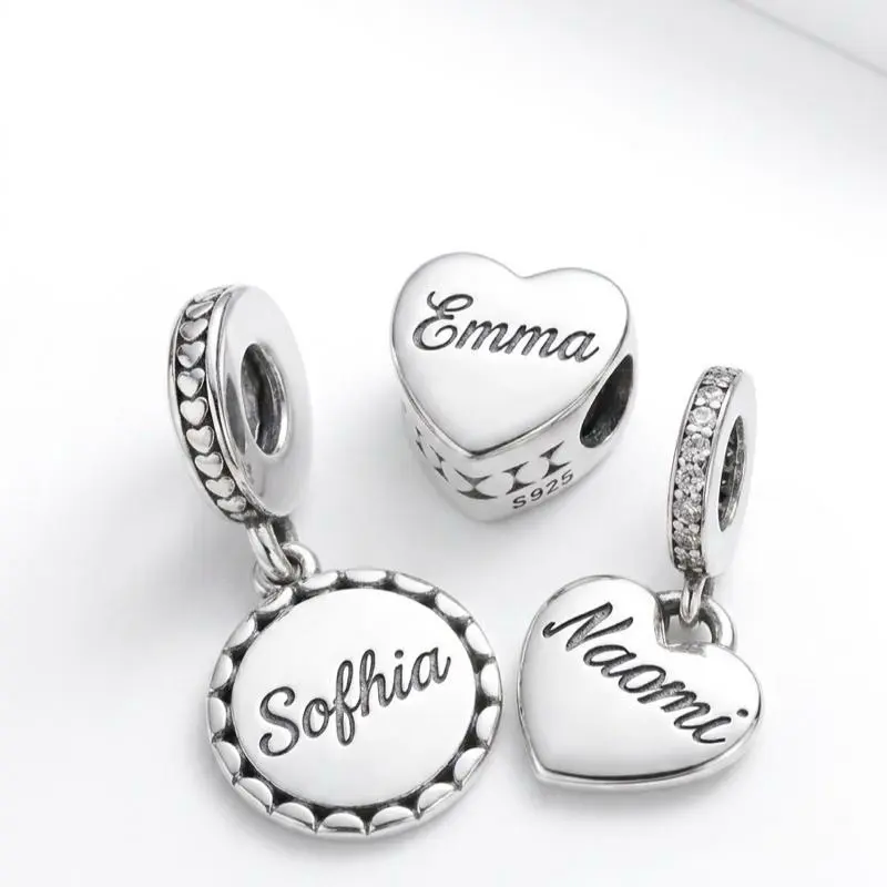 S925 Real Silver Name Engraved Custom Text Charm Necklace with Symbolic Moissanite, Female Birthday Gifting Jewelry for Self-Expression & Casual Daily Wear
