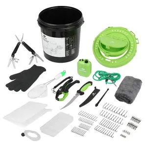 #SpringGlowUp Mossy Oak 126PC Fishing Tool Kit, Fishing Gear Accessories Includes Bait Bucket with Speed Aerator, 25-in-1 Fishing Pliers, Fillet Knife, Hook Assortment, Gloves & More, Fishing Gifts for Fisherman