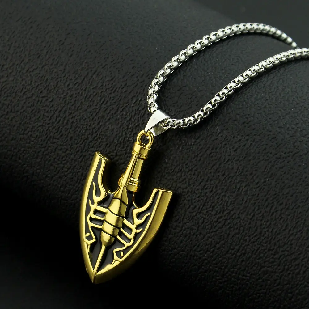 Anime Pendant Necklace for JoJo's Bizarre Adventure Fans, Kujo Jotaro Golden Arrow Charm, Zinc Alloy Chain Jewelry Gift, 100% New, 18G