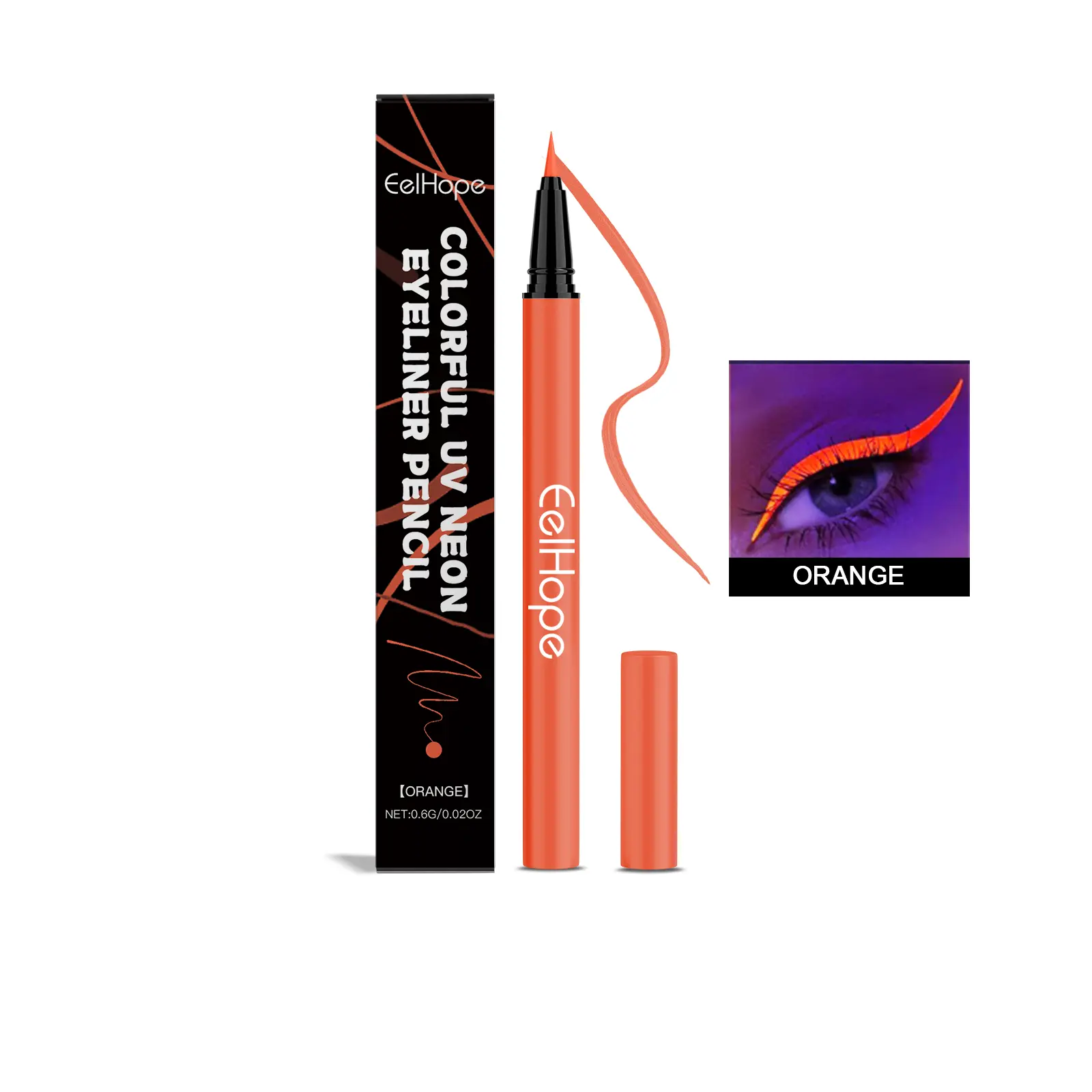 Eelhope "Party Neon Liquid Eyeliner (Orange-Red) – Smooth, Long-Lasting, Highly Pigmented, Perfect for Party Eye Makeup"