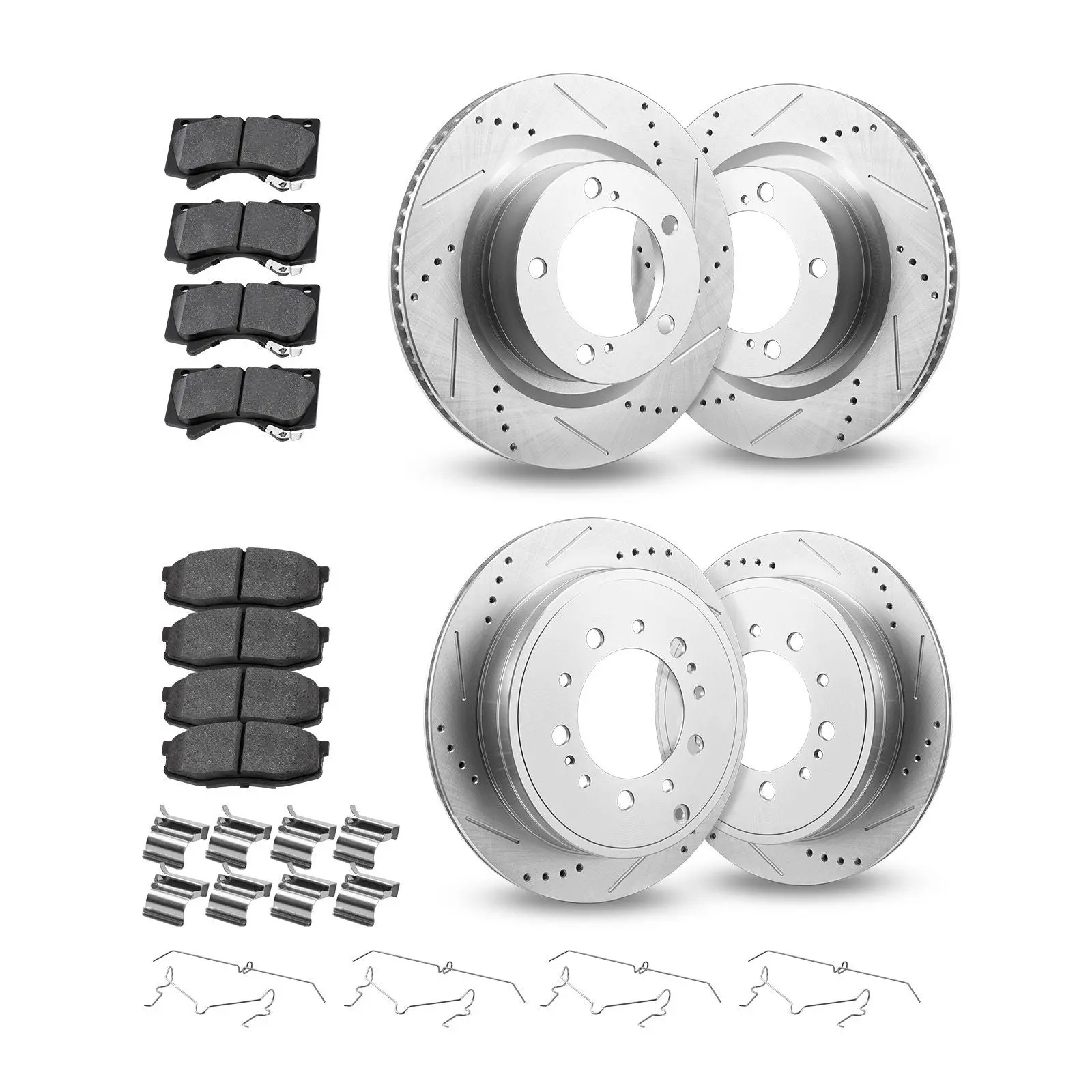 High-Performance Front & Rear Brake Kit for 2016-2021 Lexus LX570 & Toyota Land Cruiser - Drilled & Slotted Rotors with Ceramic Pads, Corrosion-Resistant (14” Front Rotors), Better Control, Corrosion-Resistant Finish, Improved Stopping Consistency, 14" Ro