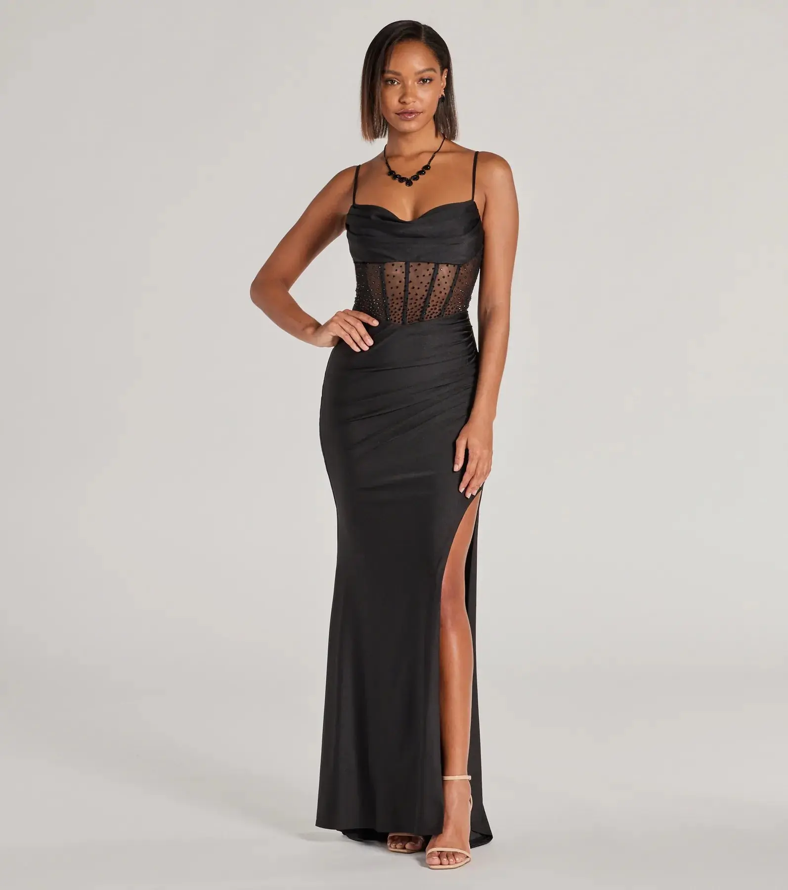 Sadie Rhinestone Corset Open Back Mermaid Formal Dress