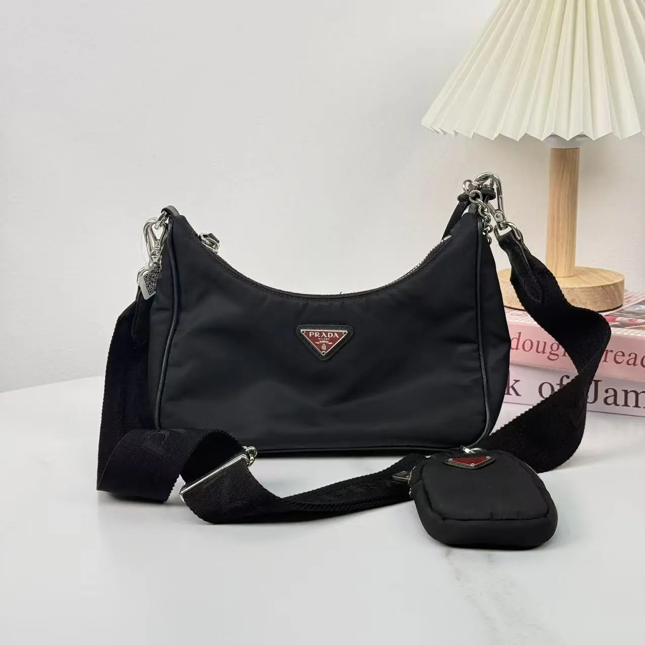 Pre-owned PRADA Re Edition 2005 Nylon Shoulder Bag with Pouch