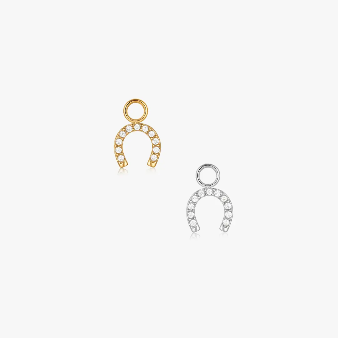 Horseshoe Pave Hoop Charm (Single)