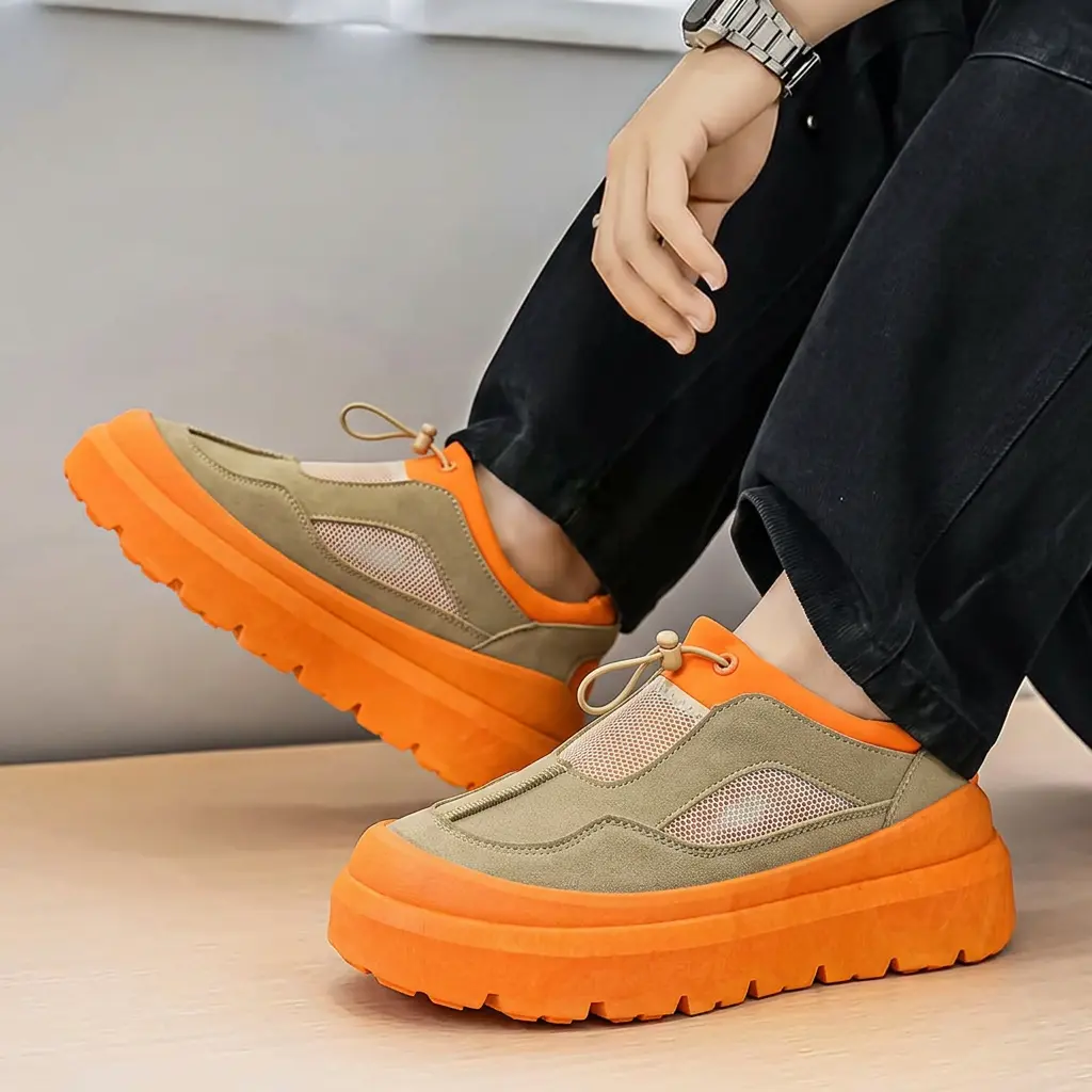 2026 Trendy Mesh Panel Thick-Sole Slip-On Casual Shoes for Men, Elevated Platform Comfortable Footwear, Stylish Breathable Everyday Sneakers for Streetwear & Daily Commute
