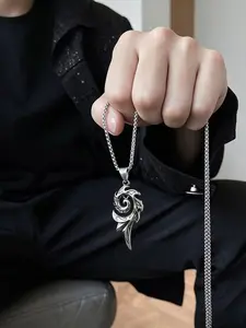 Korean Hip Hop Necklace for Women, Phoenix Flame Pendant, Men's Trendy Titanium Steel Chain, Punk Party Accessory, All Seasons