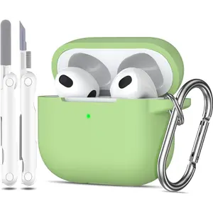 for AirPods 3rd Generation Case Cover 2021, Military Grade Soft Silicone Shock-Absorbing Protective for AirPods 3 Case Skin with Keychain and Cleaning kit