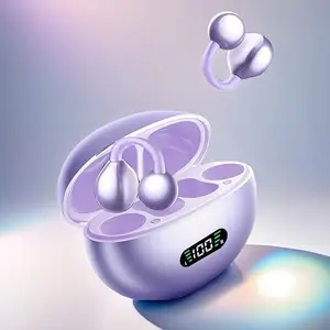 2026 Open-Ear Bluetooth Headphones with Dolby Audio & Noise Cancelling Mic, IPX5 Waterproof Rechargeable USB-C Cable Charging, All-Day Comfort Natural Sound Purple Wireless Earbuds for Daily Use