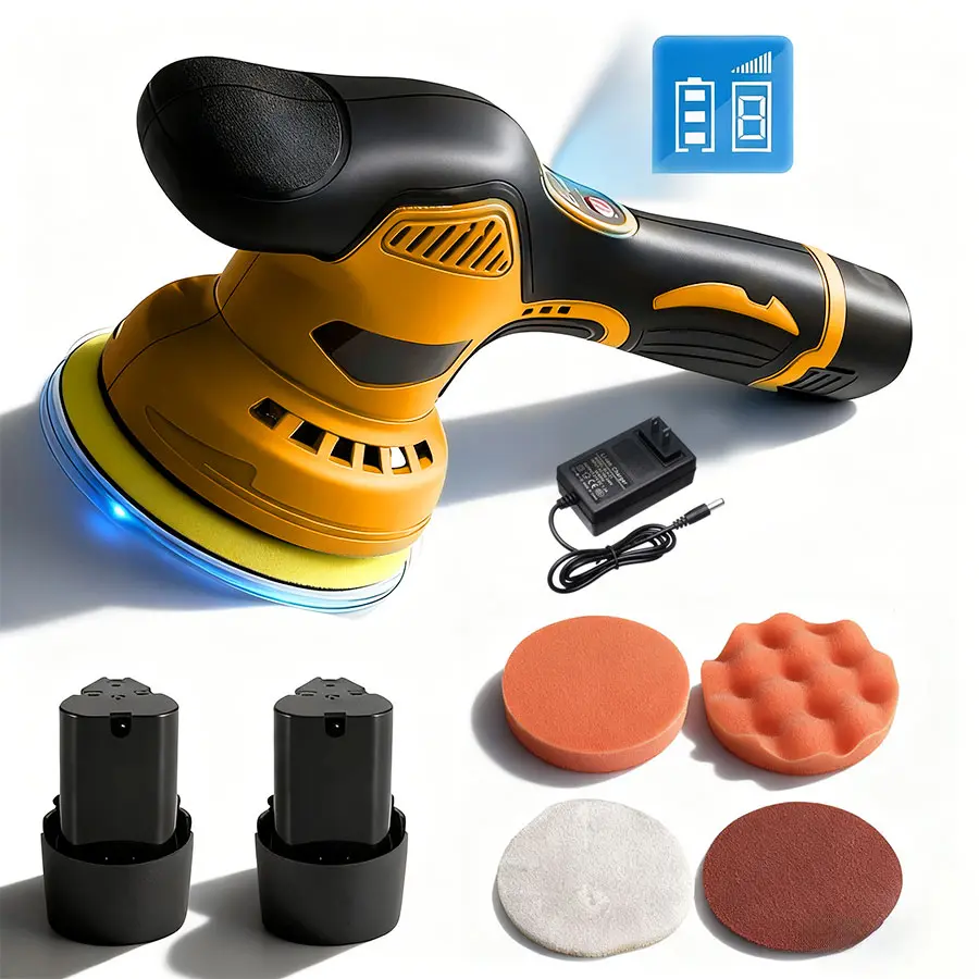 Cordless Car Buffer Polisher 6 Inch Mini Kit with 2 Pack 12V Rechargeable Batteries 8 Speed 2800-5500RPM Orbital Polisher for Car Boat Detailing Polishing Scratch Removing