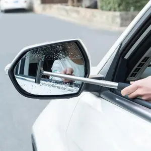 Long Handle Car Rearview Mirror Wiper, Retractable Auto Mirror Squeegee Cleaner, Mirror Glass Mist Cleaner & Washing Maintenance Accessories, Car Washing Kit & Car Detailing Products, Car Windshield Cleaner & Car Cleaning Supplies, Car Cleaning Agent